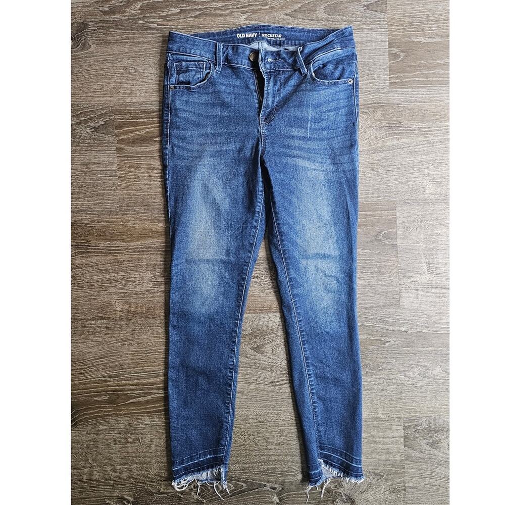 Old Navy Mid-Rise Rockstar Super Skinny Stretch Jeans Women's Size 6 Blue Denim